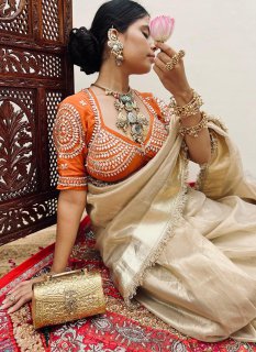 Sona Golden Tissue Saree