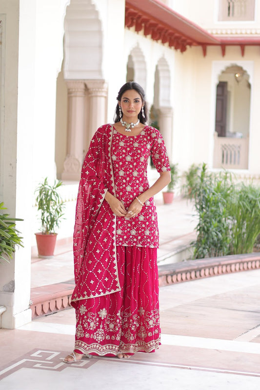 DESIGNER READYMADE TOP-SHARARA-DUPATTA
