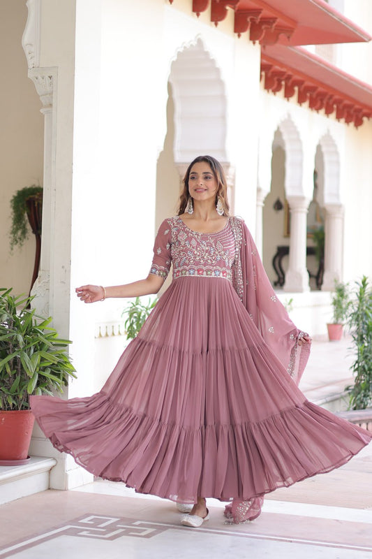Designer Gown With Beads Embroidered work
