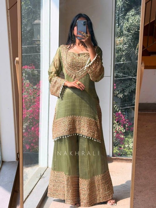 Luxury Embroidered Kurta Palazzo Set – Festive Wear Edition