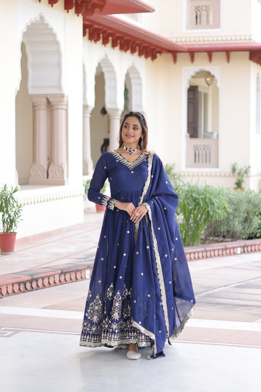 Embroidered work Gown with Dupatta