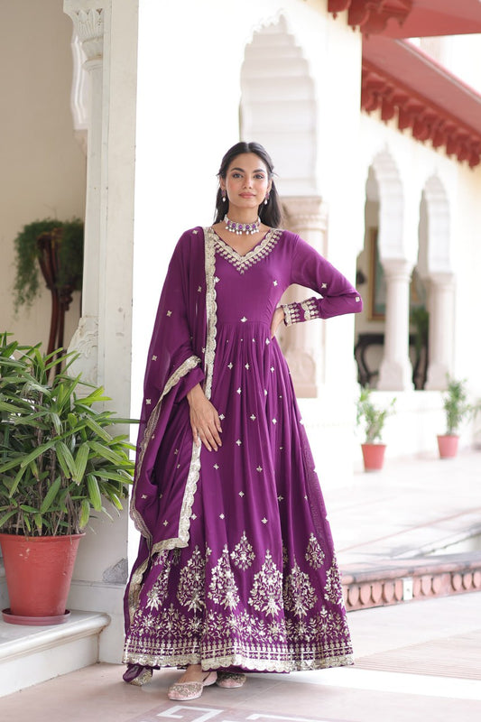 Embroidered work Gown with Dupatta