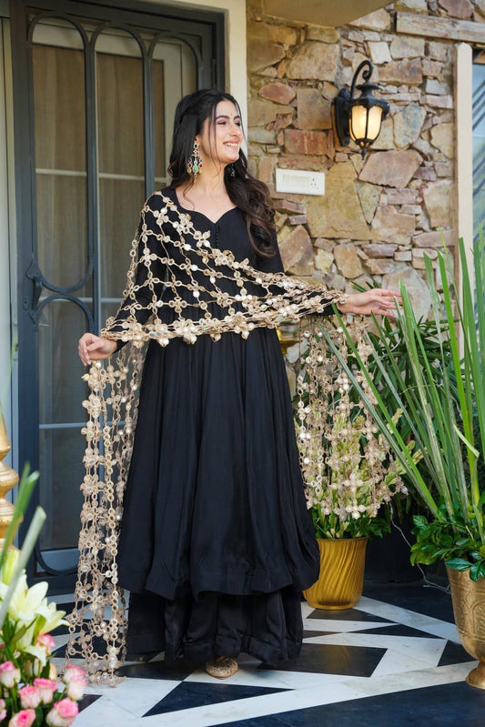 Pure vichitra Embroidery work and with real mirror work