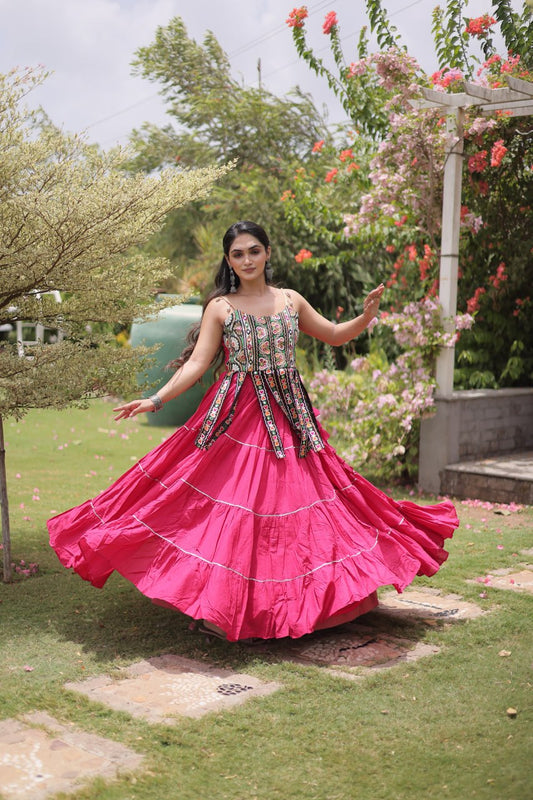 Kutchi Patchwork Kora Cotton Lehenga Choli Set with 12 Meter Flair | Full Stitched | 8 Colors