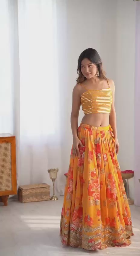 Orange Lehenga Choli with Koti
