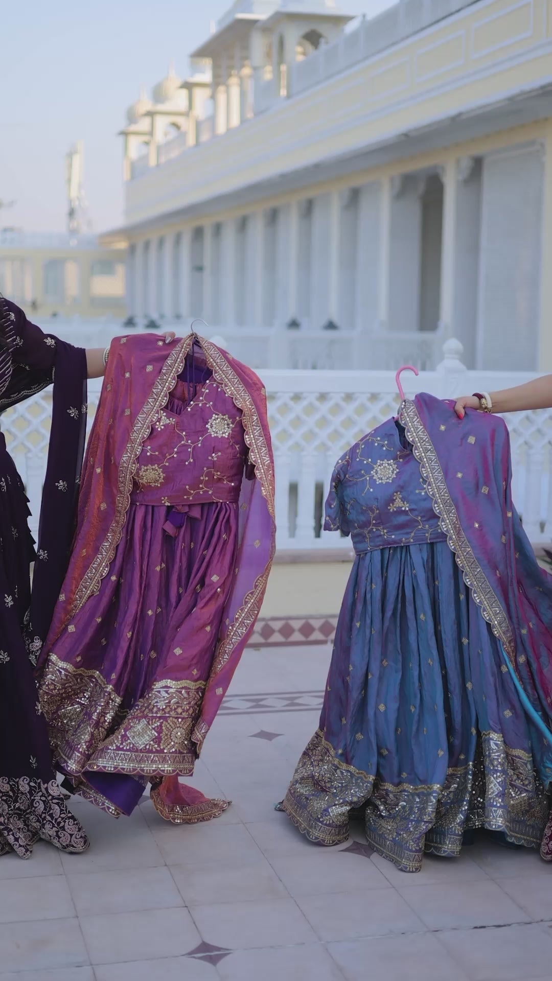 The 'Mayura' Edition: Dual-Tone Blue Silk Embroidered Lehenga Set