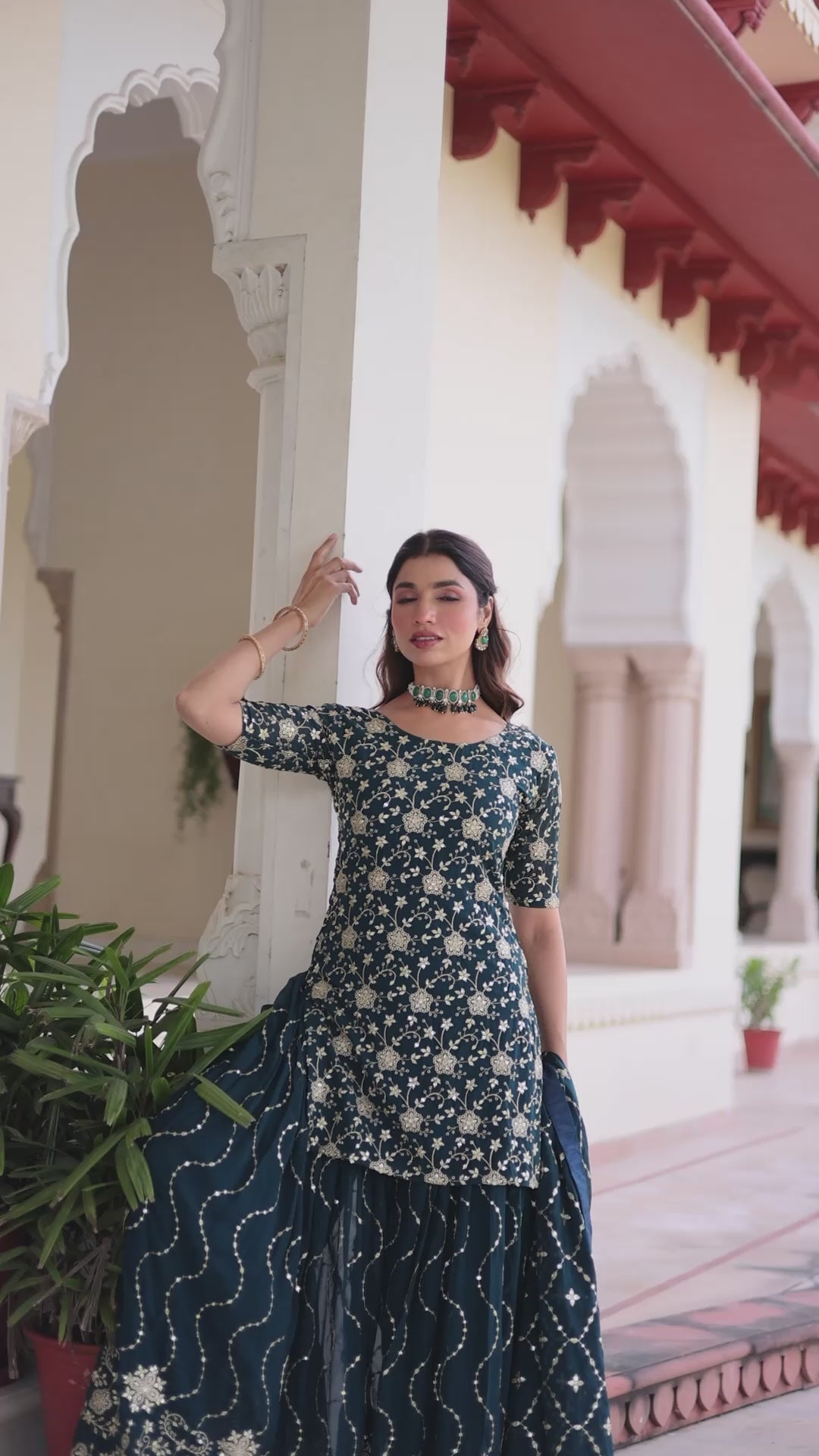 DESIGNER READYMADE TOP-SHARARA-DUPATTA
