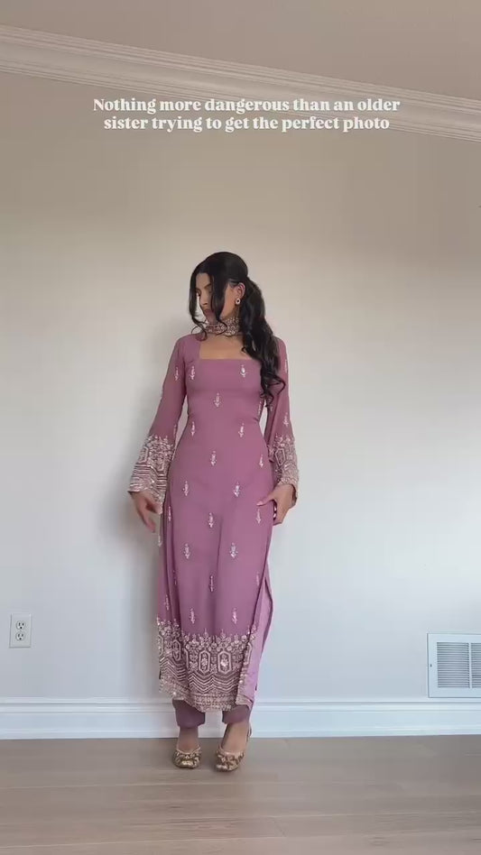 Premium Faux Georgette Thread–Sequence Work Suit Set