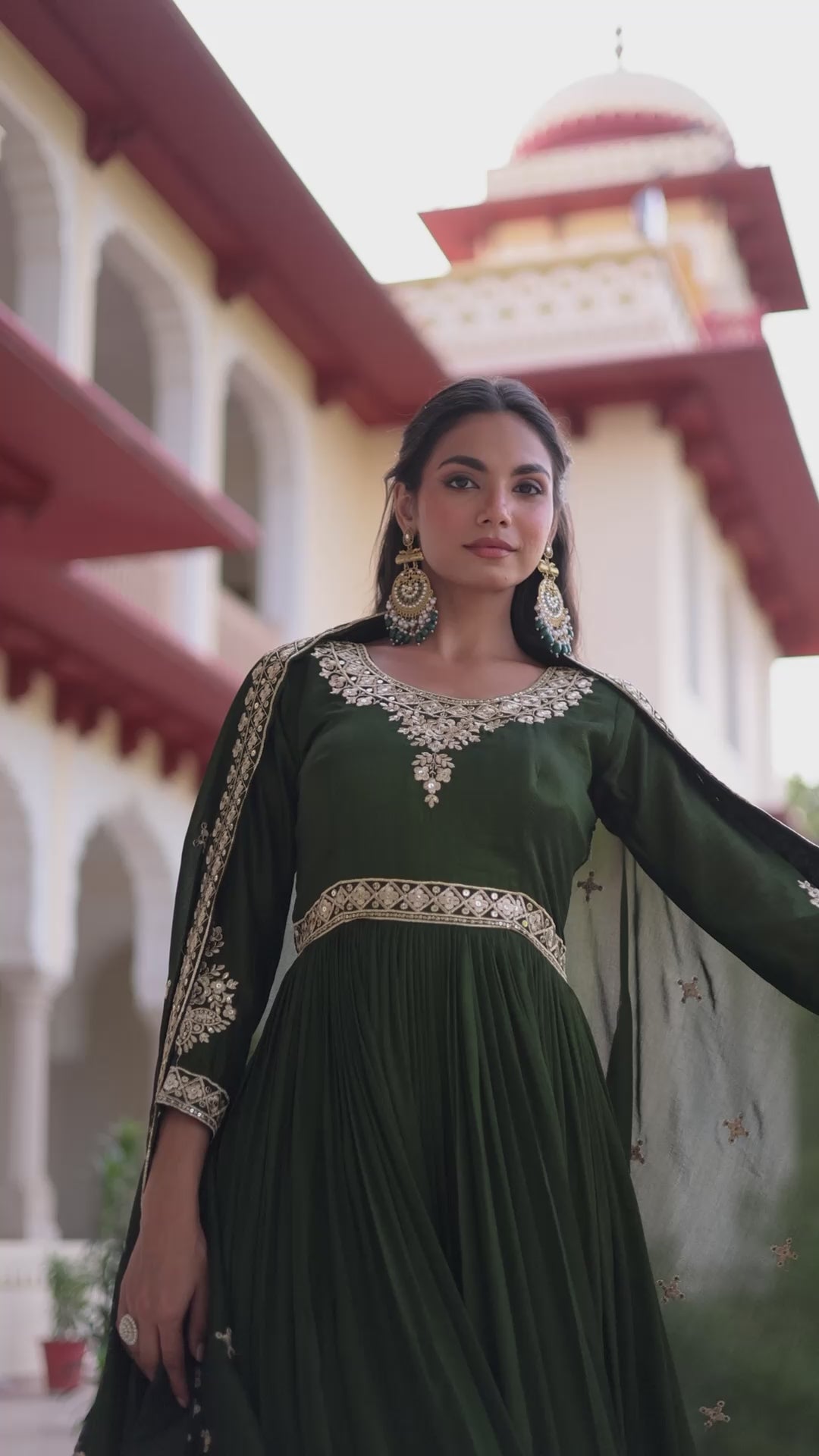 Vichitra Silk Gown With Dupatta Set