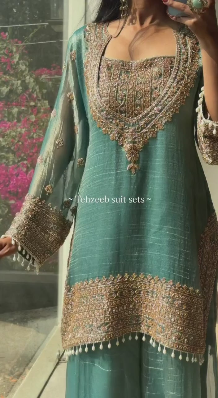 Luxury Embroidered Kurta Palazzo Set – Festive Wear Edition