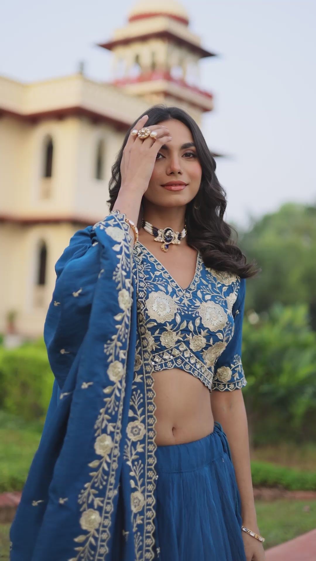 Vichitra Silk With Heavy Sequins & Thread Embroidered work Lehenga Choli