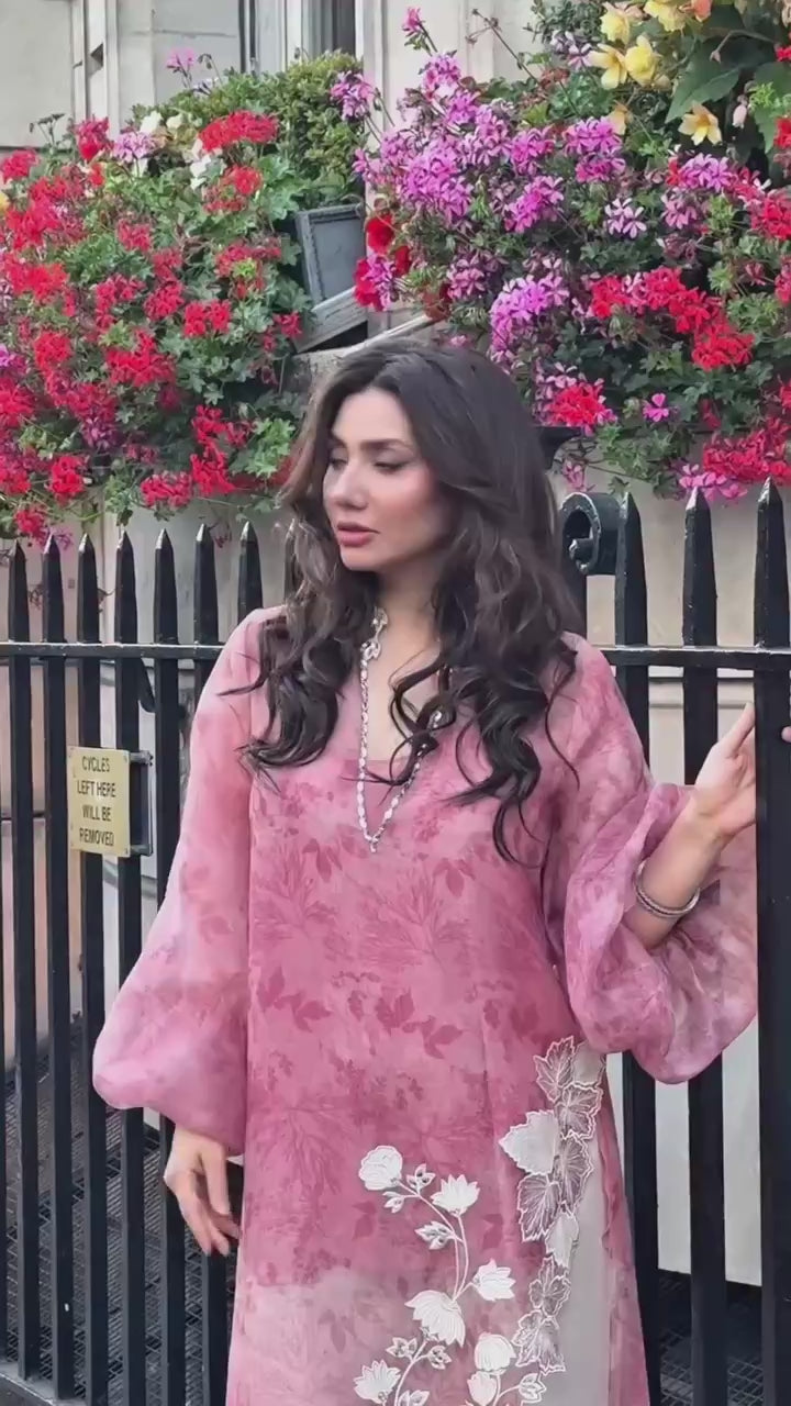 Pink Organza Mirror Work Shrug Co-Ord Set with Rayon Pants & Micro Cotton Inner