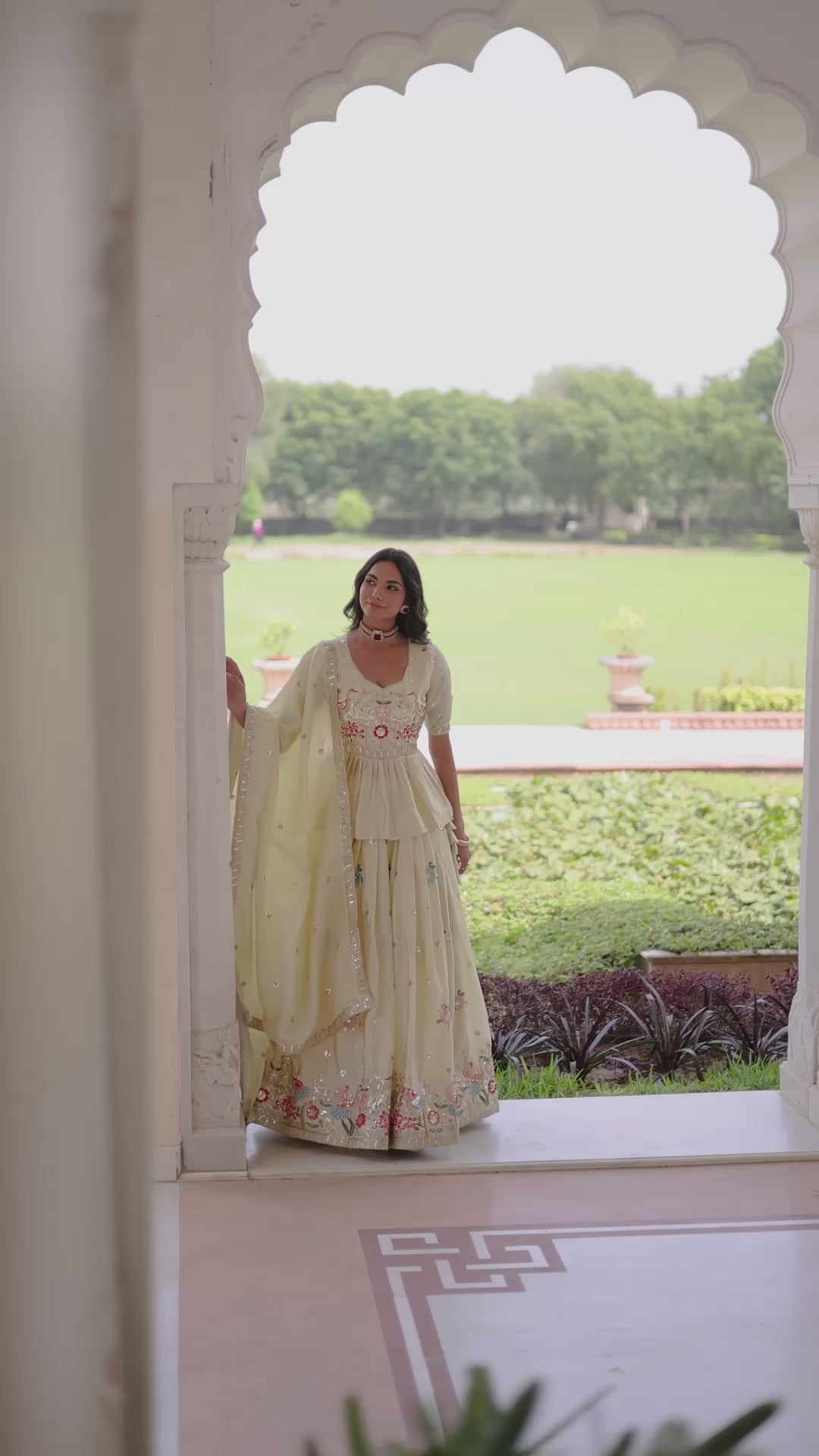 Designer Off White Embroidered Readymade Lehenga choli Set