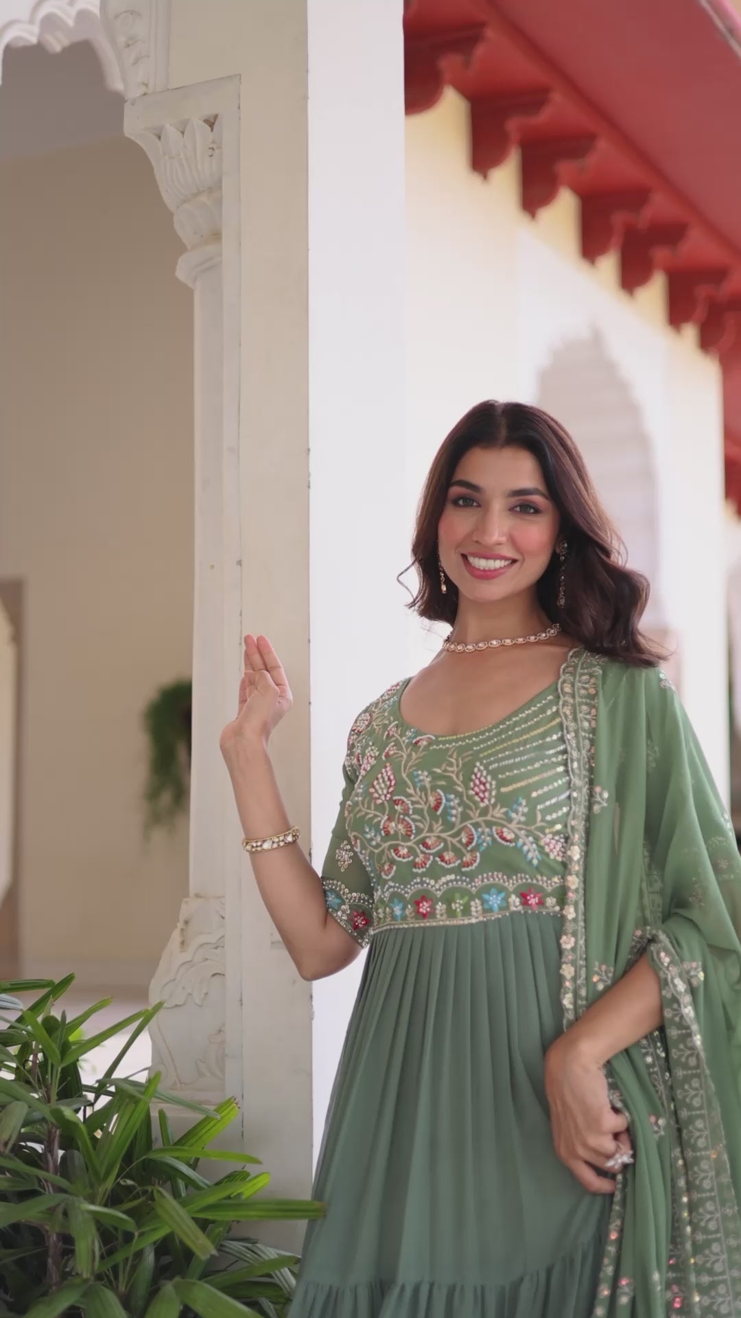 Designer Gown With Beads Embroidered work