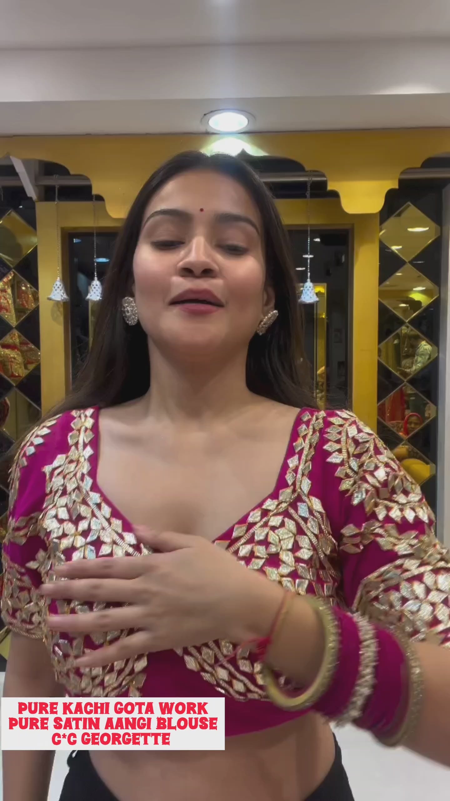 Hand Charkhi Gotta Patti Work Fully Stitched With Aangi Blouse Saree