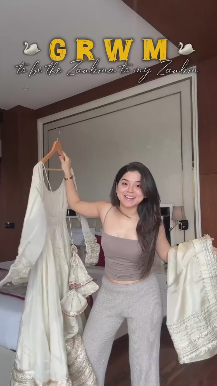 Neha's off white colour trending anarkali suit set