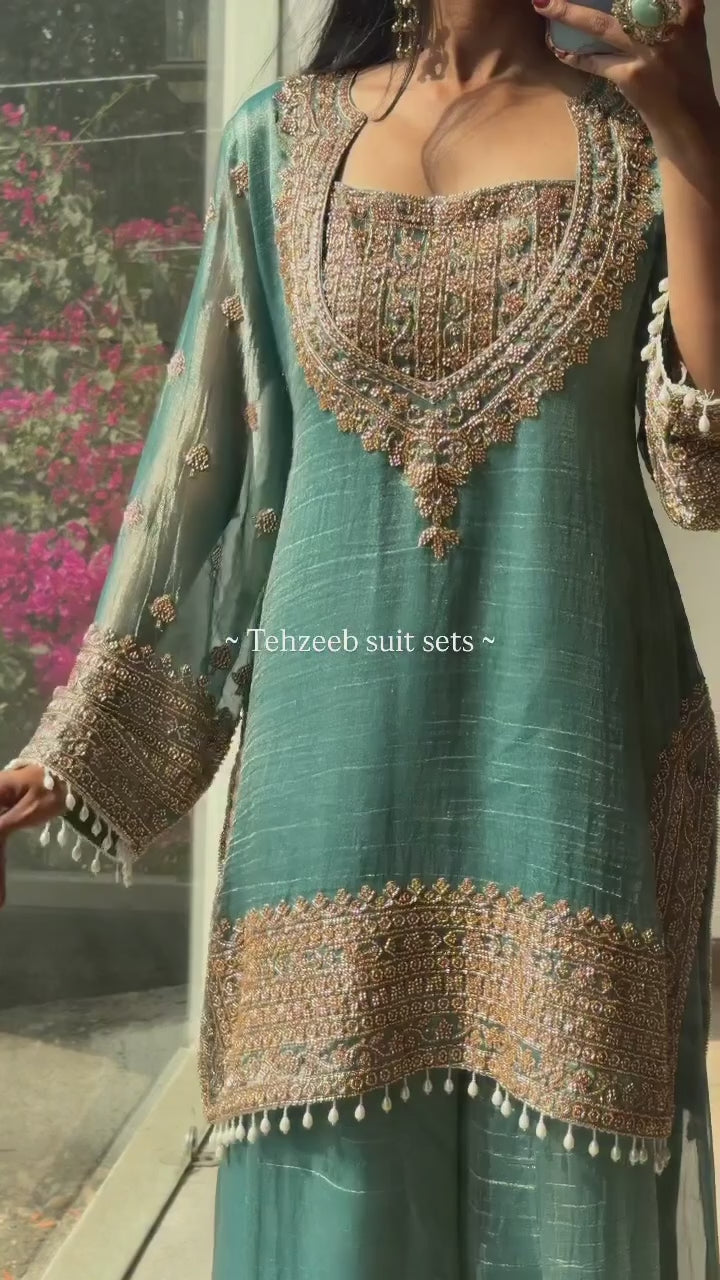 Luxury Embroidered Kurta Palazzo Set – Festive Wear Edition